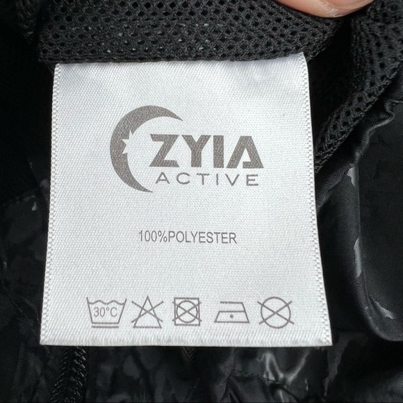 ZYIA Black Leopard Hooded Bomber Jacket Windbreaker Full Zip Pockets, Size M - Picture 7 of 8